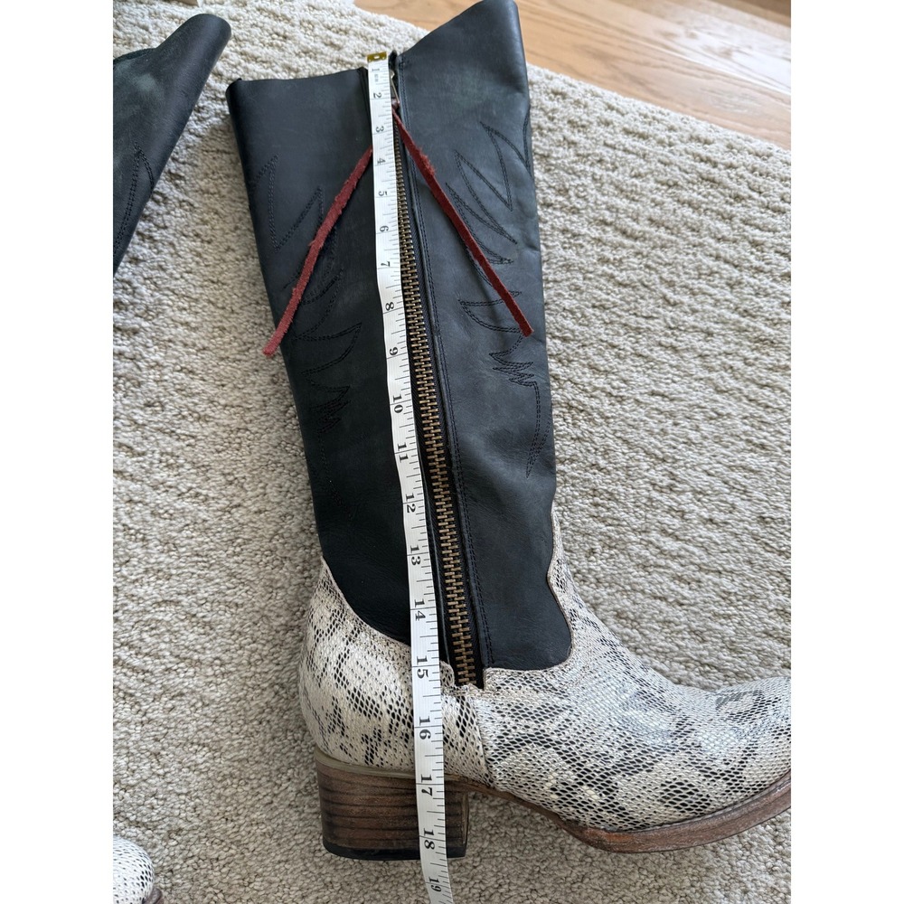 Freebird BY STEVEN WHISPER Tall Western Boots 9 Snakeskin Leather Embroidered - Picture 10 of 16